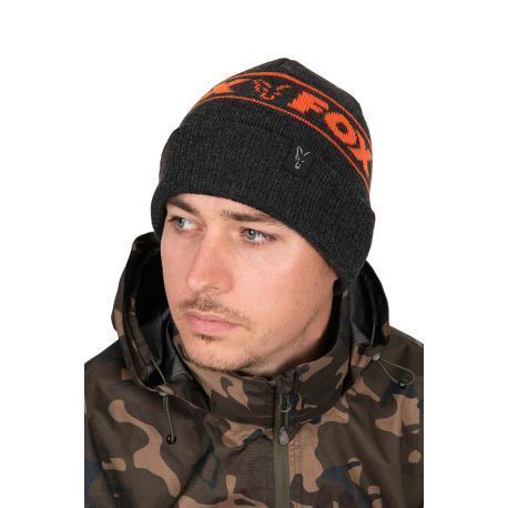 FOX COLLECTION BEANIE HAT BLACK ORANGE