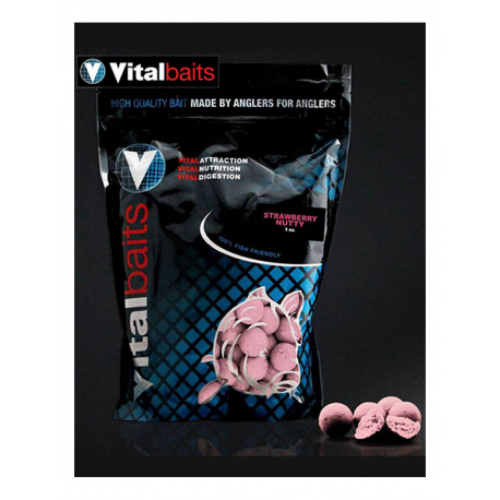 VITALBAITS BOILIES STRAWBERRY NUTTY 18 MM 1 KG