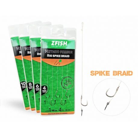 ZFISH METHOD FEEDER RIG SPIKE BRAID HOOK 12